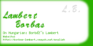 lambert borbas business card